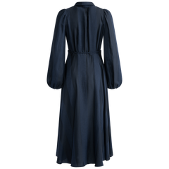 Striped Collared Midi Dress - Navy