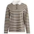Wada Ls Stripe Collar Top - Kalamata Snow White