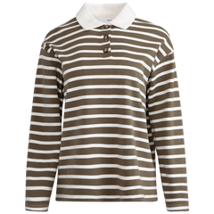 Wada Ls Stripe Collar Top - Kalamata Snow White