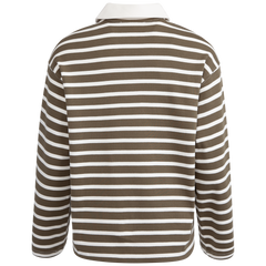 Wada Ls Stripe Collar Top - Kalamata Snow White