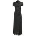 Self-Portrait Slate Rhinestone Mesh Cut Out Midi Dress - Grå