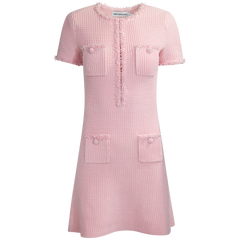 Textured Knit Mini Dress - Pink
