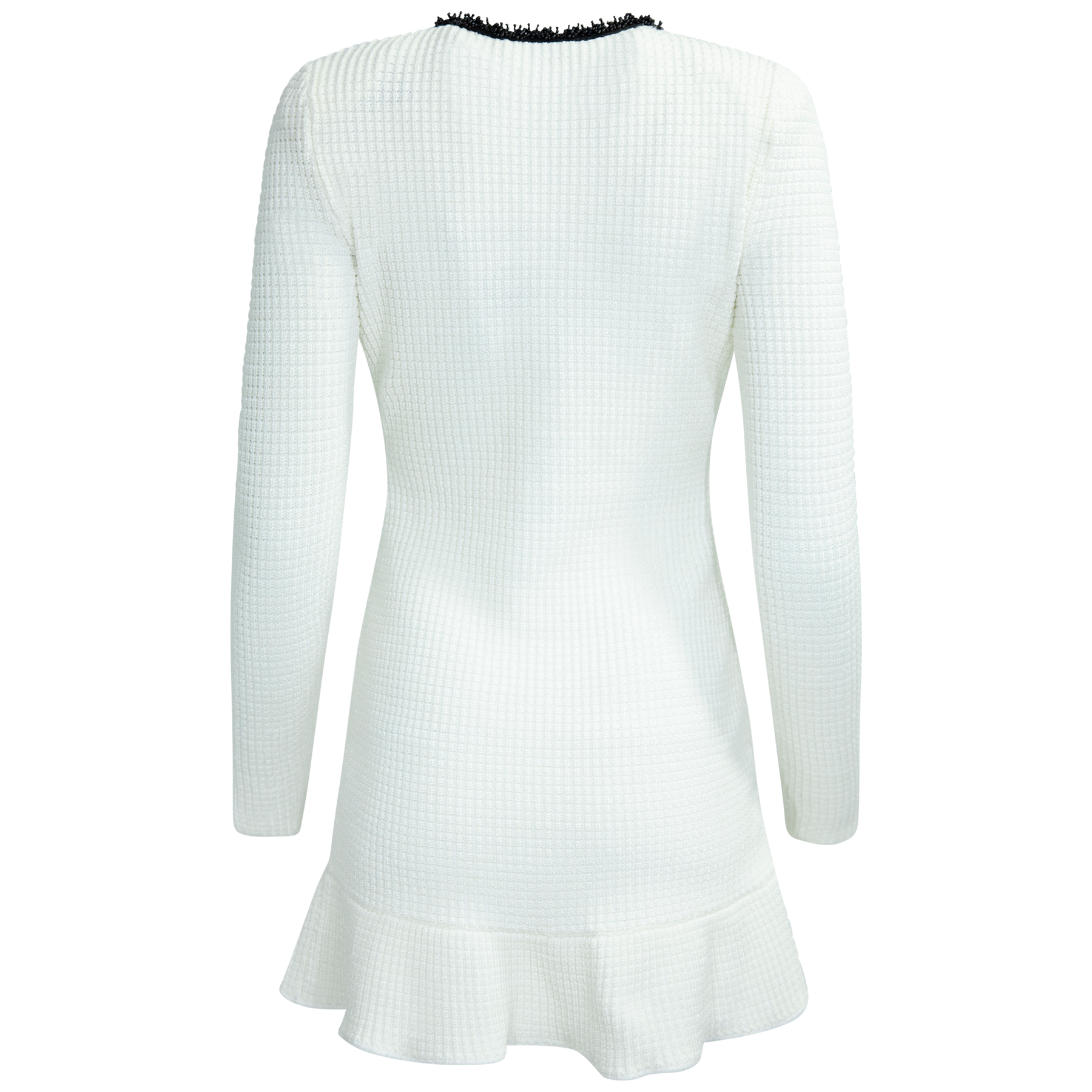 Pearl Trim Knit Mini Dress - Vit