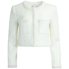 Boucle Pearl Trim Jacket - Cream