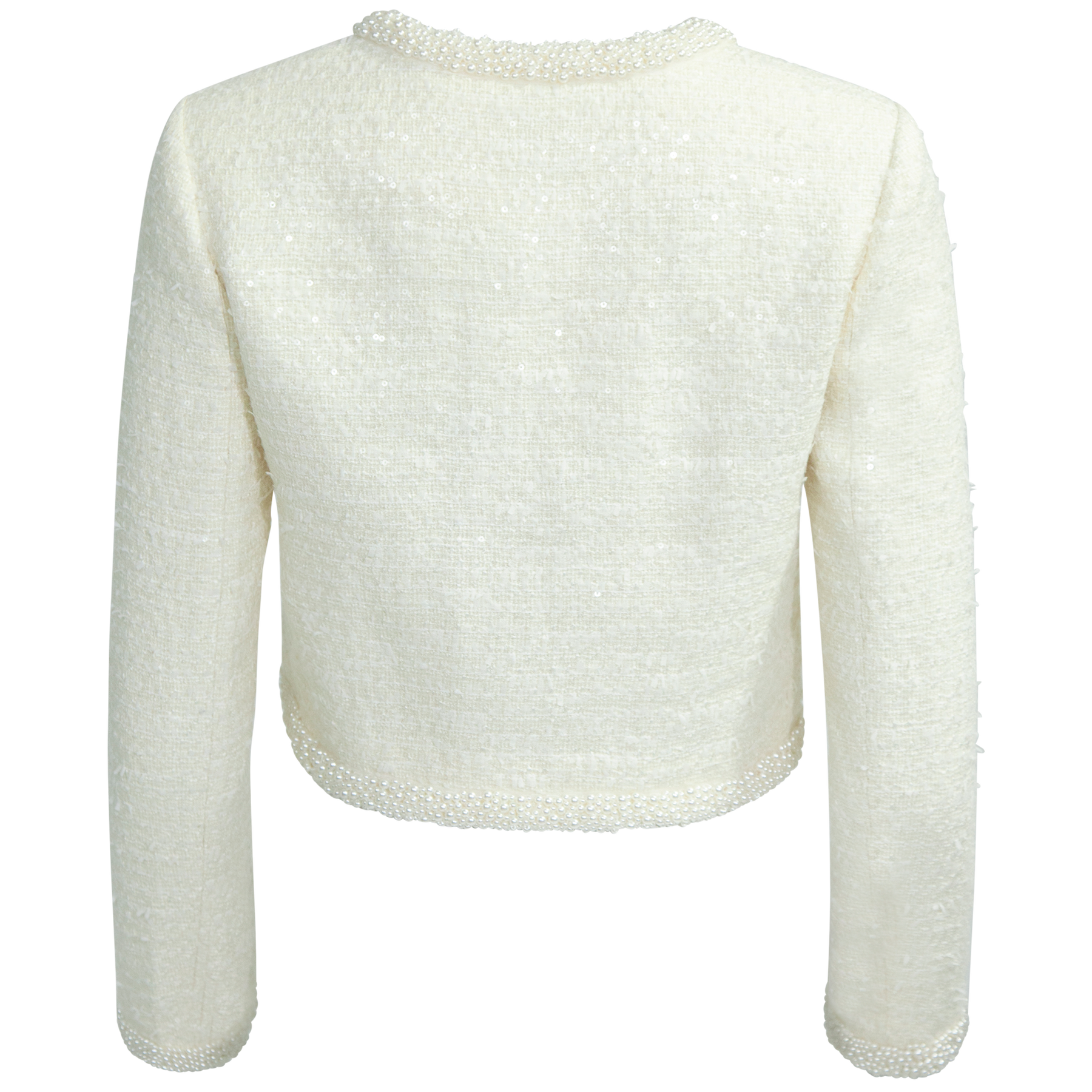 Boucle Pearl Trim Jacket - Cream
