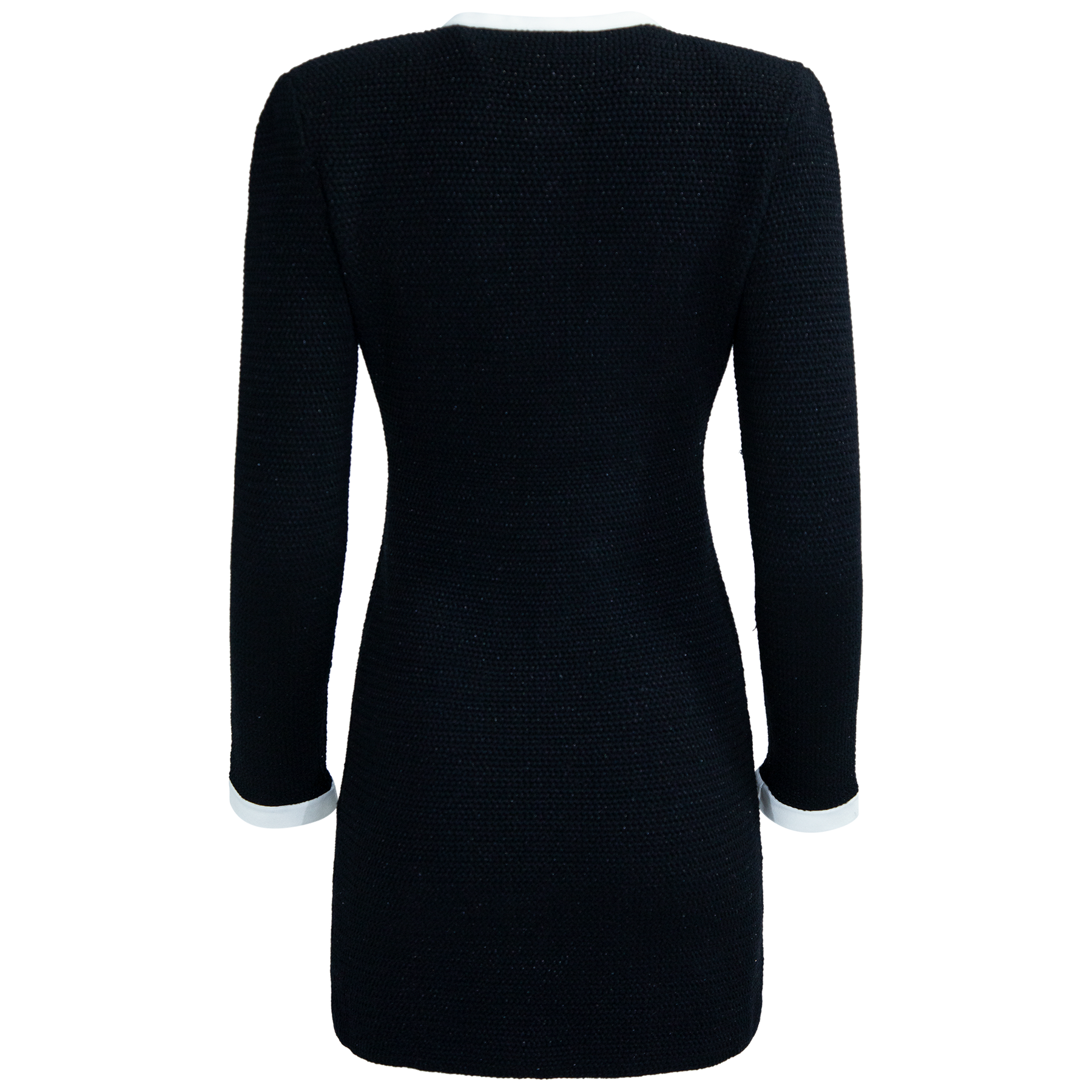 Knit Contrast Collar Mini Dress - Svart