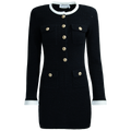 Knit Contrast Collar Mini Dress - Svart