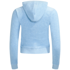 Robertson Classic Velour Zip Hoodie - Powder Blue Marl