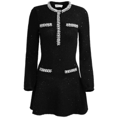 Sequin Knit Mini Dress - Black