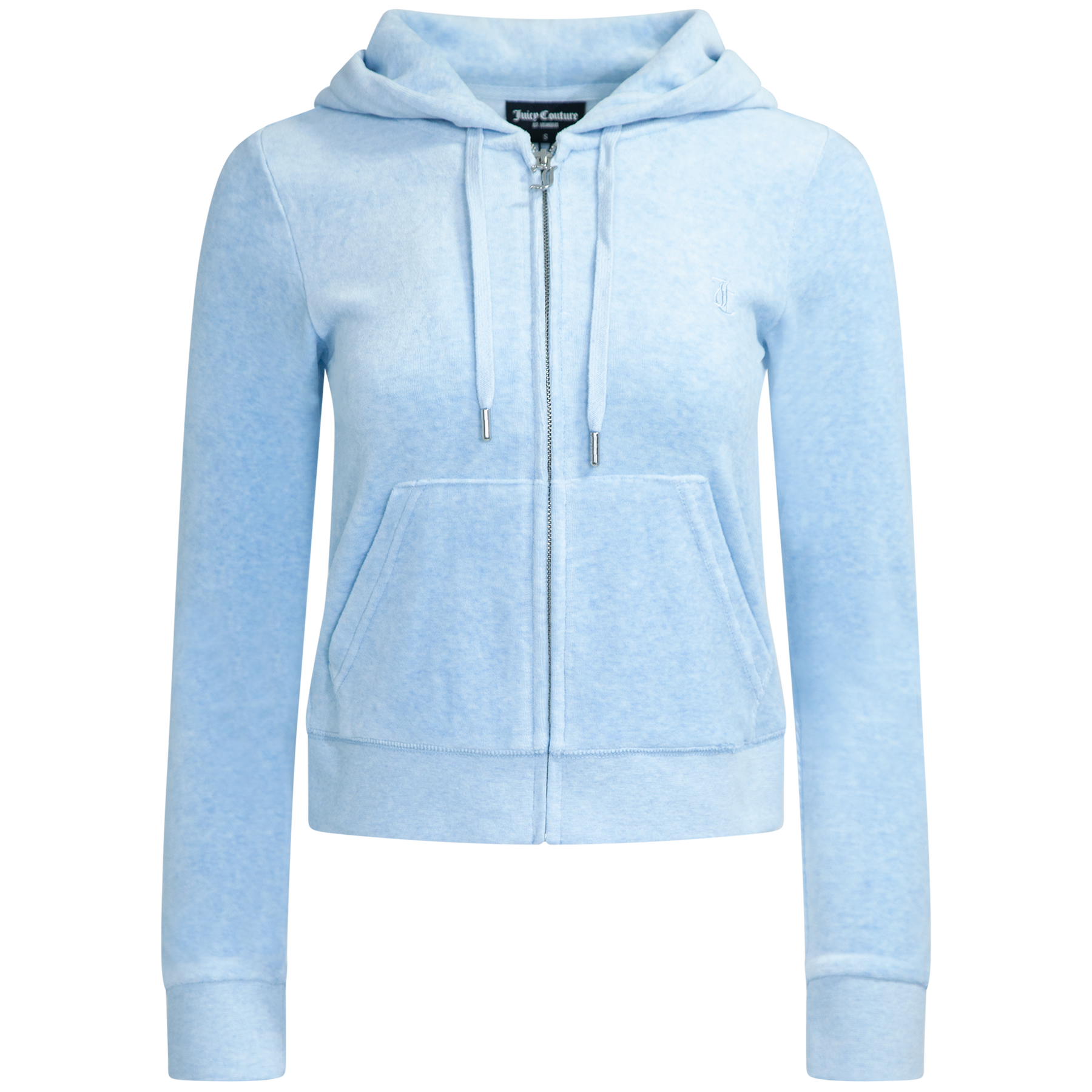 Robertson Classic Velour Zip Hoodie - Powder Blue Marl