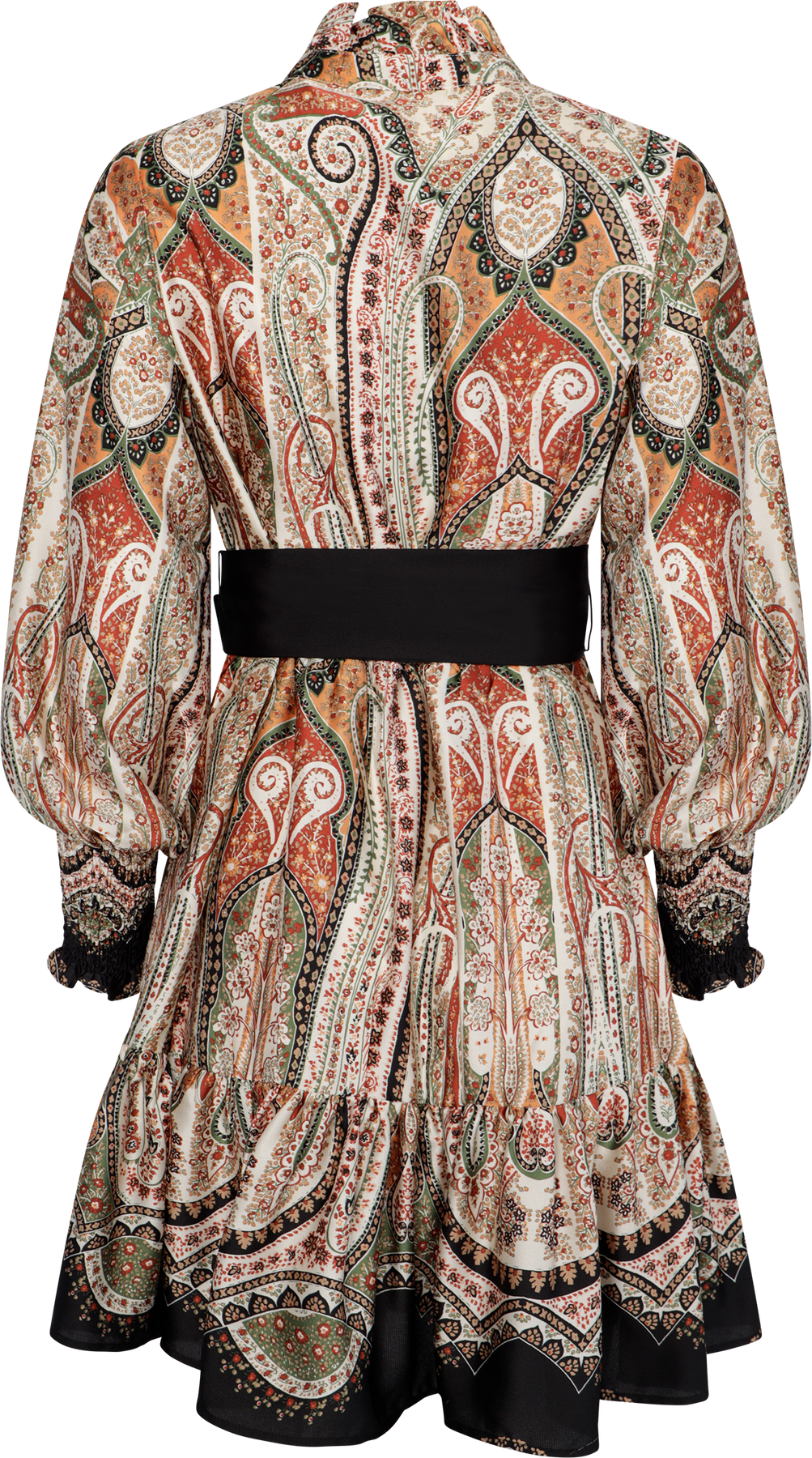 Saga Wide Border Paisley Dress - Black Paisley