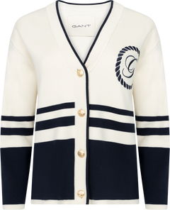 Gant Varsity V-Neck Cardigan - Cream