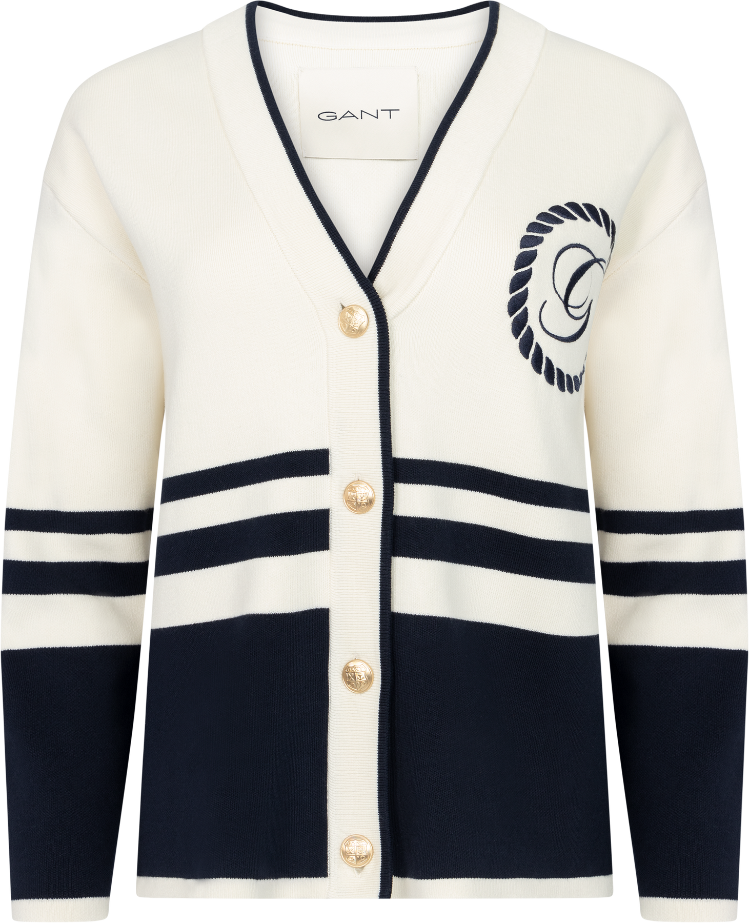 Gant Varsity V-Neck Kofta - Kräm