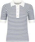 Marte Ss Rib Polo Knit - Marinblå randig