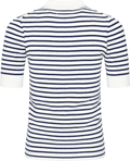 Marte Ss Rib Polo Knit - Marinblå randig