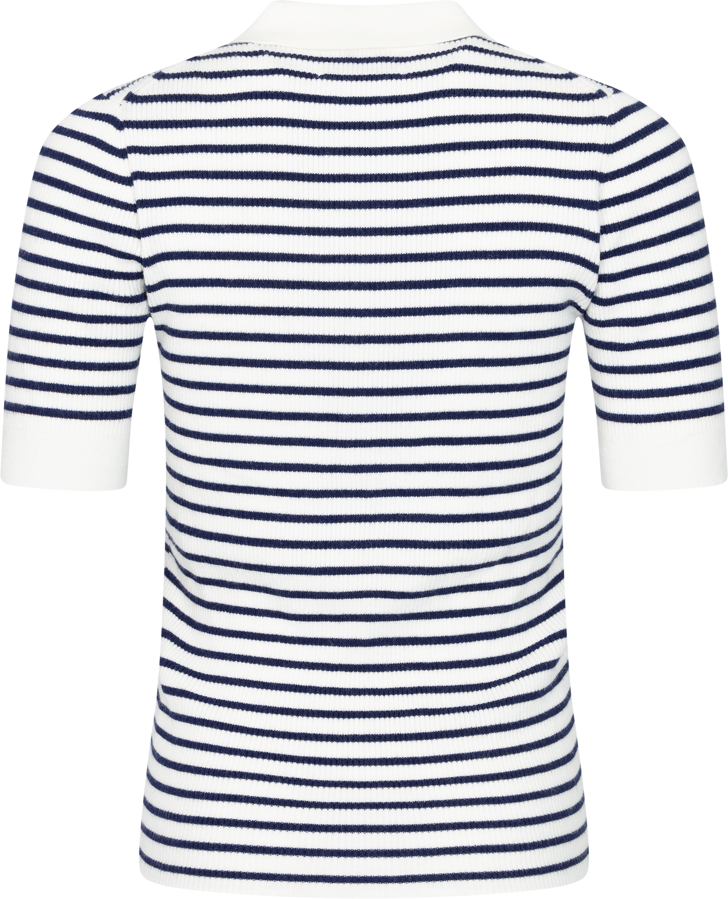 Marte Ss Rib Polo Knit - Marinblå randig