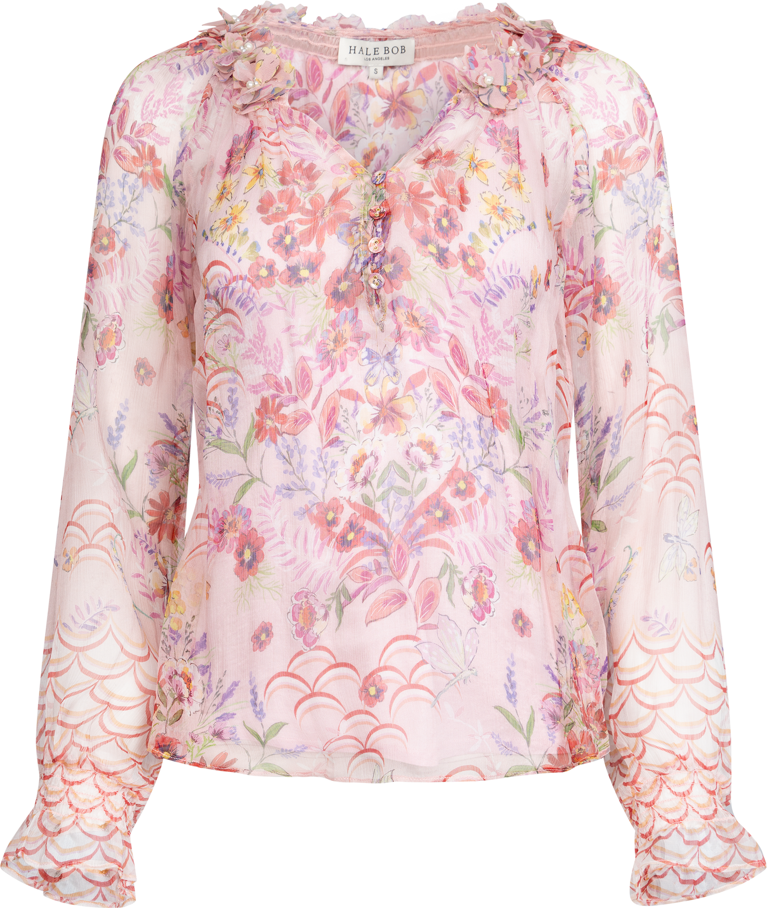 Monica Blouse W/Applique - Pink