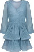 Jade Wave Plisse Dress - Ljusblå