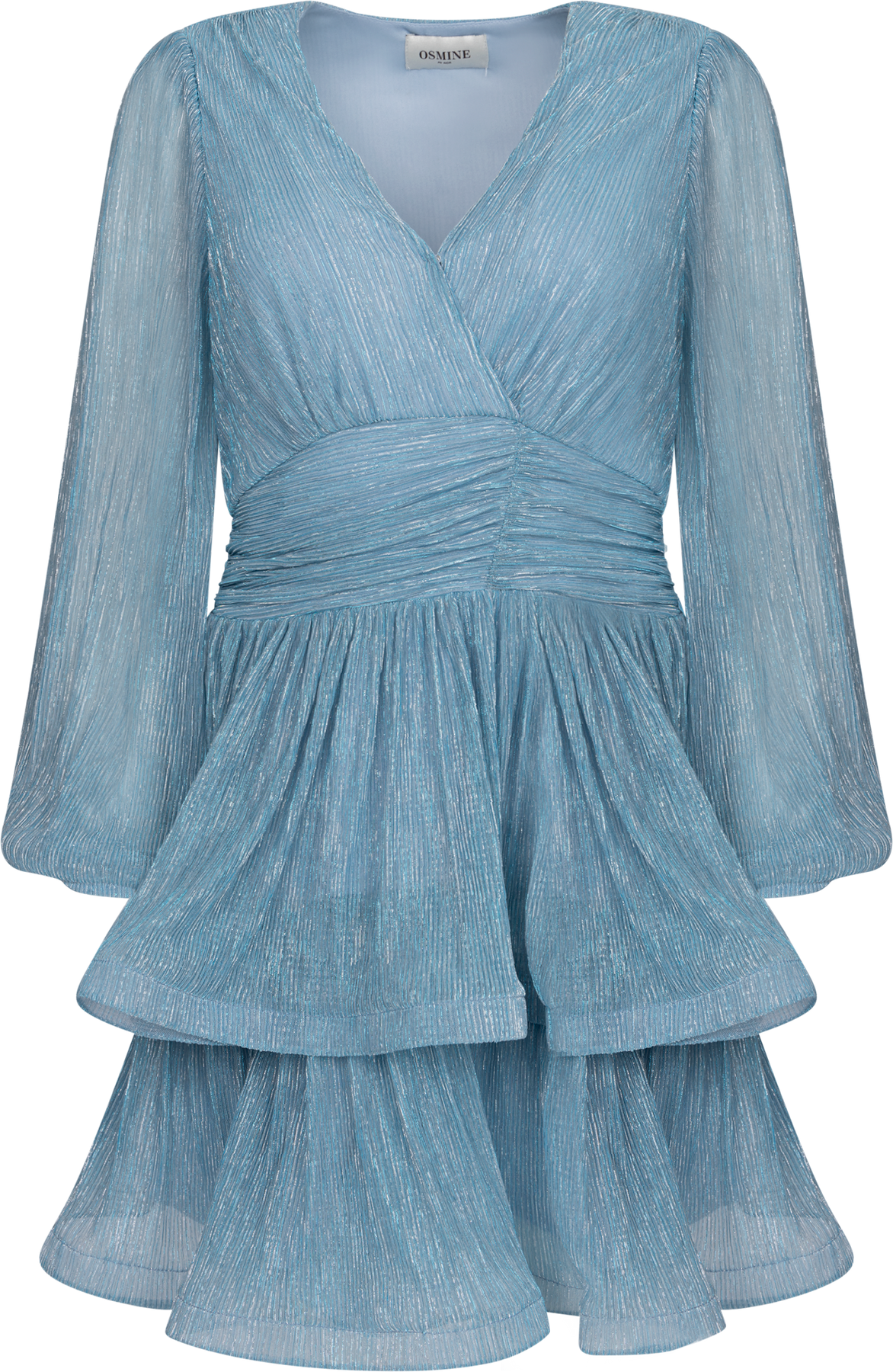 Jade Wave Plisse Dress - Ljusblå