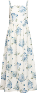 Vera Midiklänning - Cecile Floral - Pale Blue