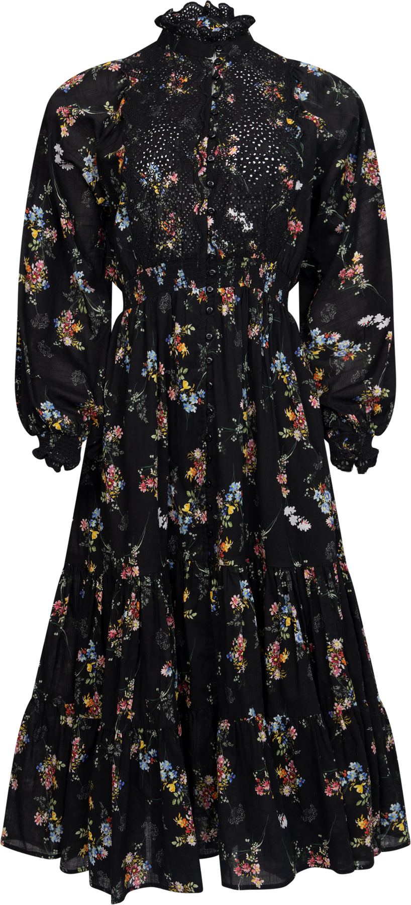 Cotton Slub Midiklänning - Midnight Petal