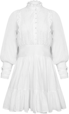 Cotton Slub Mini Dress - White