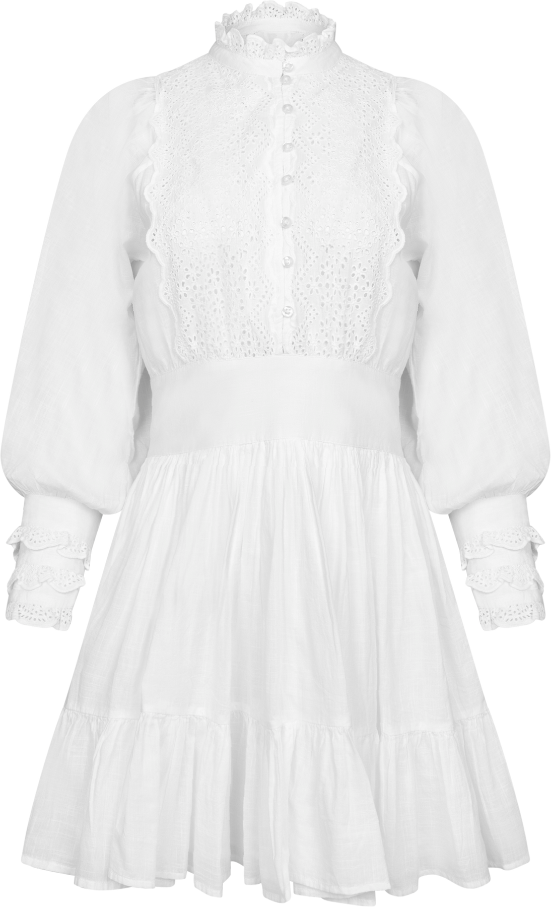Cotton Slub Mini Dress - Vit
