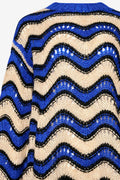 Panama Knit Sweater - Electric Blue/Sand/Black Mix