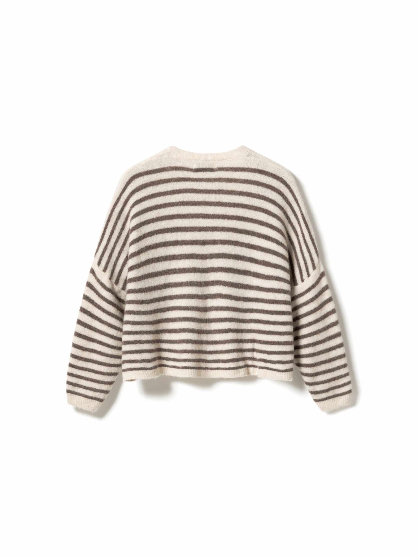 N-Lenda Knit Cardigan - Brown Ivory Stripe