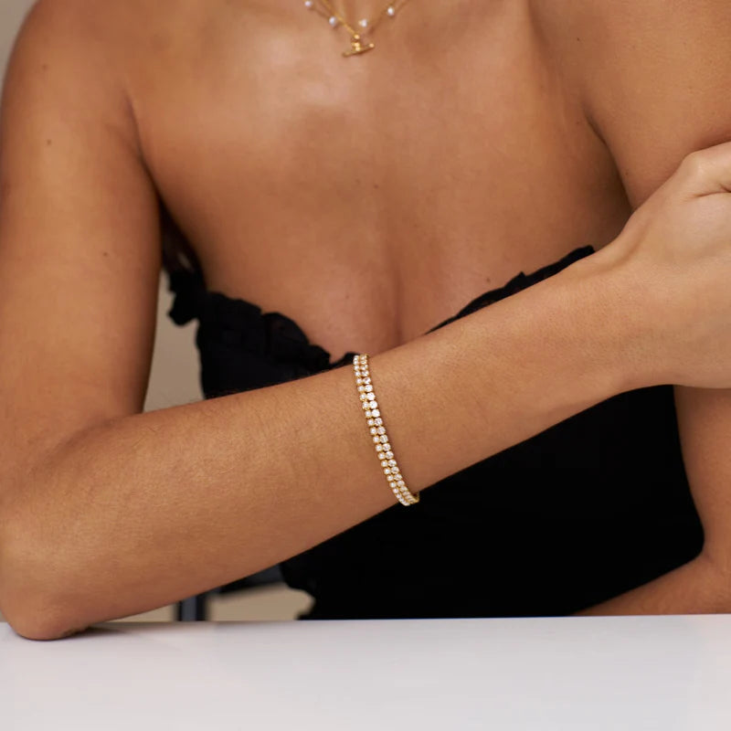 Pearl Tennisarmband - Pale Gold