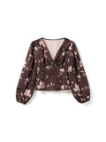 N-Lilith Ls Topp - Dena Burgundy Print