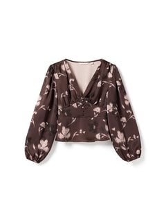 N-Lilith Ls Top - Dena Burgundy Print