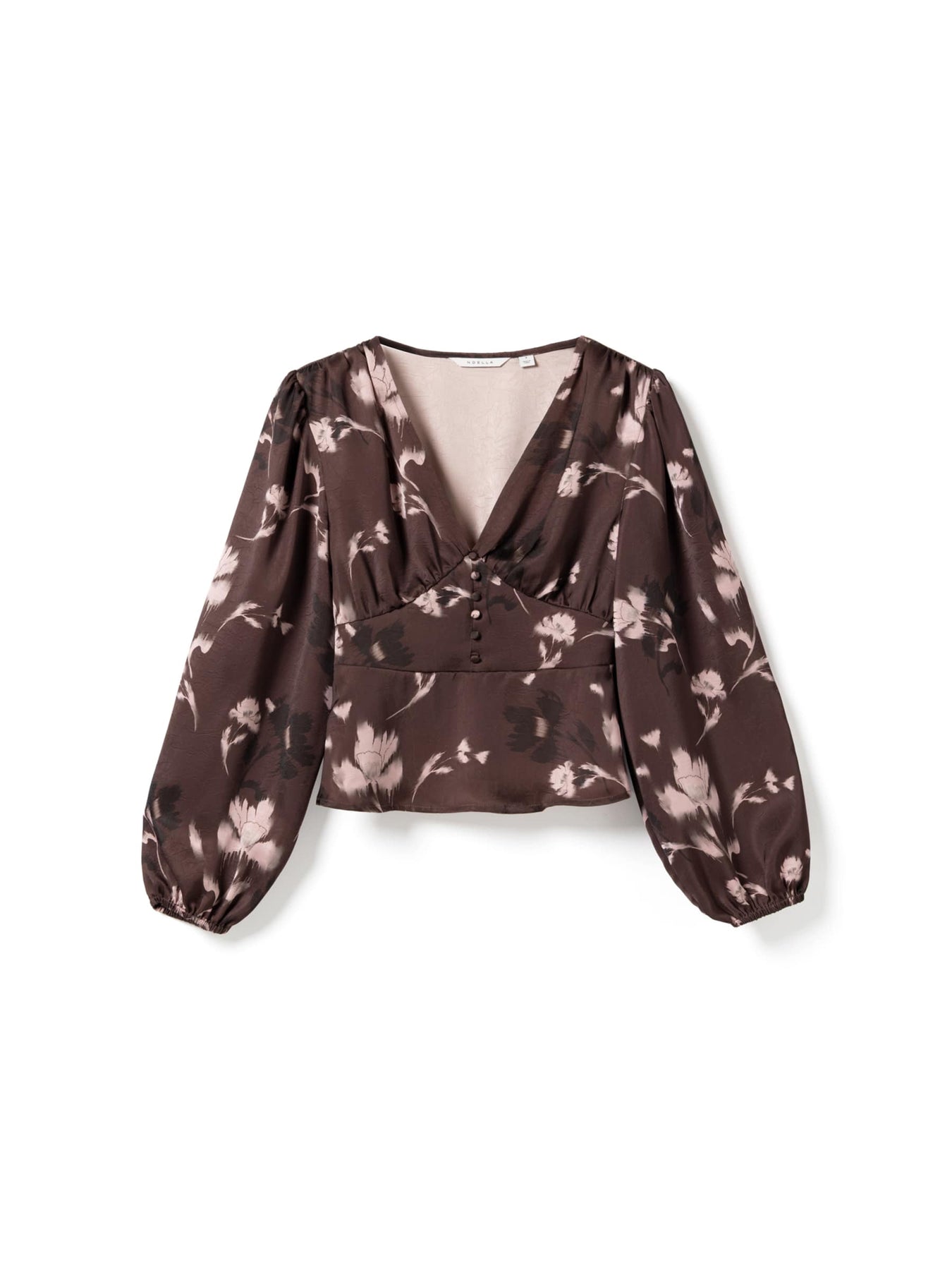 N-Lilith Ls Topp - Dena Burgundy Print
