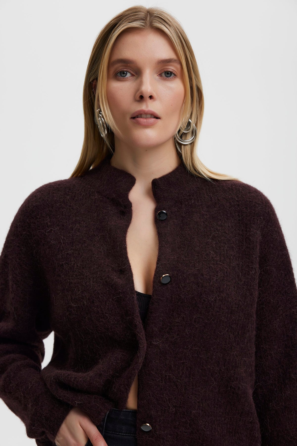 AlphaGZ Short Cardigan - Plum Melange