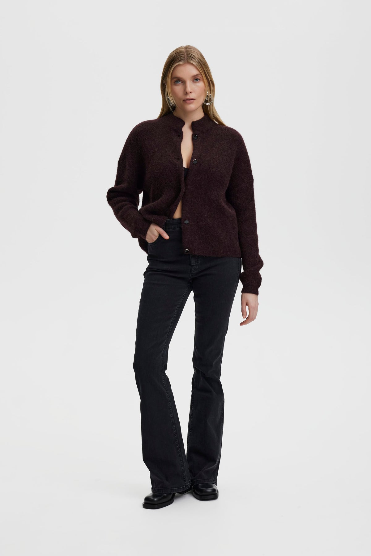 AlphaGZ Short Cardigan - Plum Melange