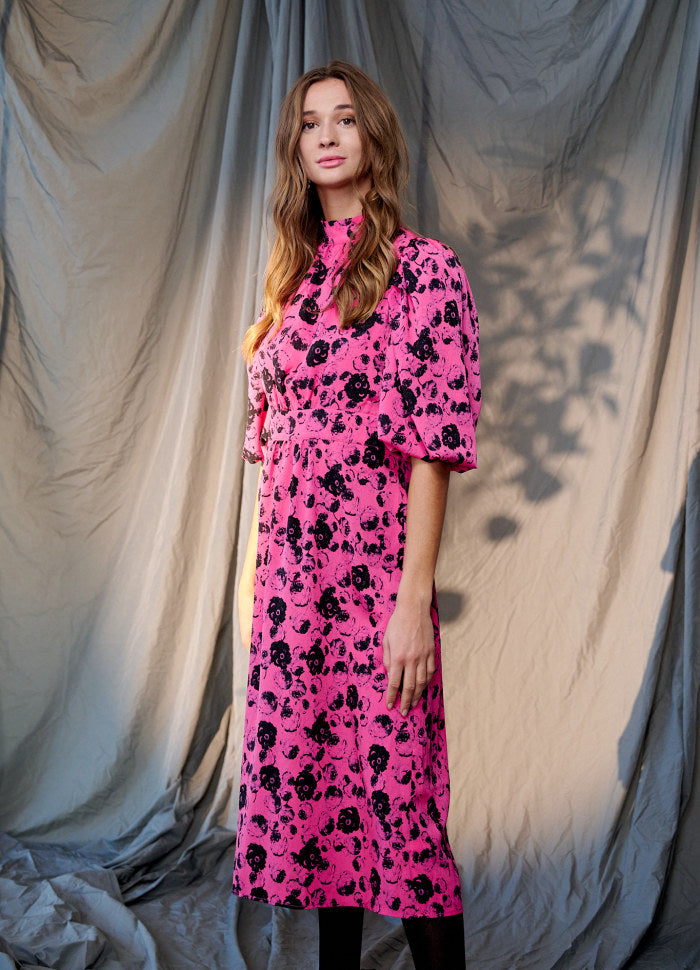 Paris Long Dress - Fuchsia Flower