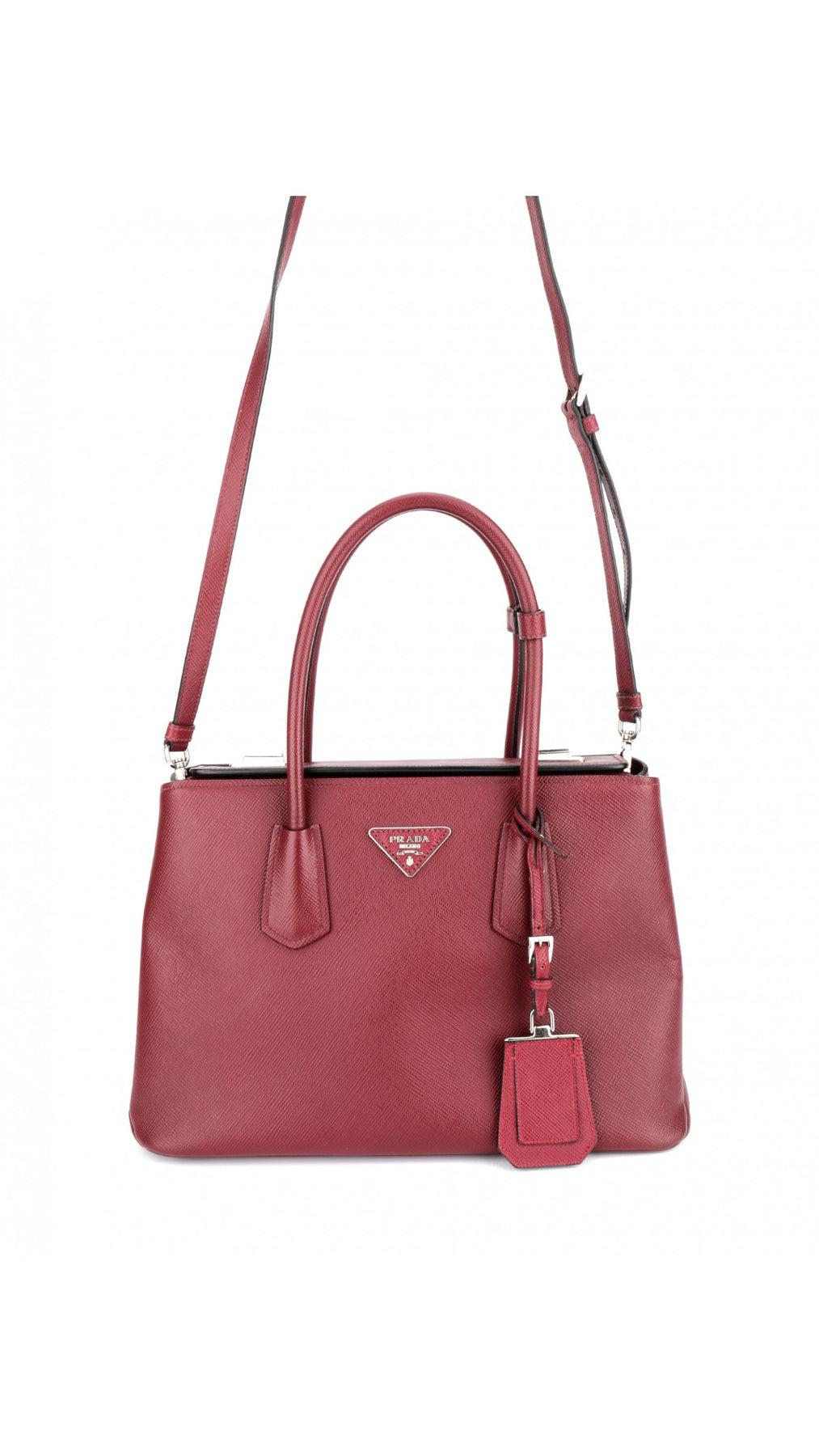 Prada Double Saffiano Medium Shoulder Bag - Röd