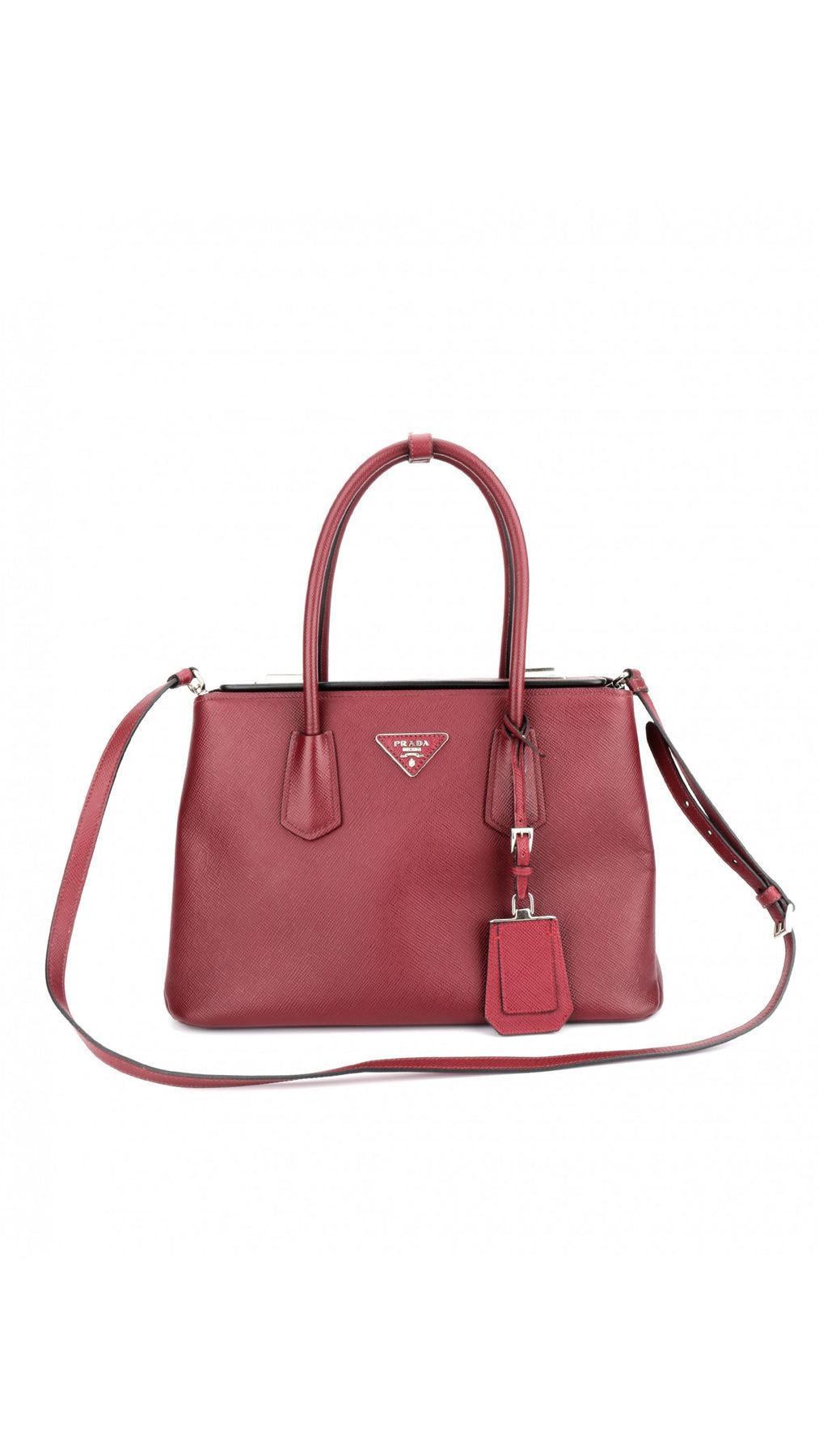 Prada Double Saffiano Medium Shoulder Bag - Röd
