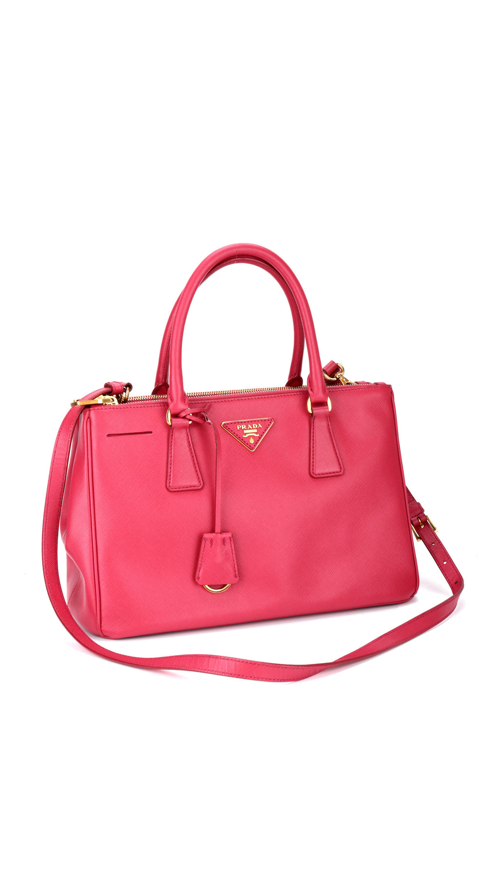 Prada Galleria Double Zip Saffiano Lux Tote - Rosa