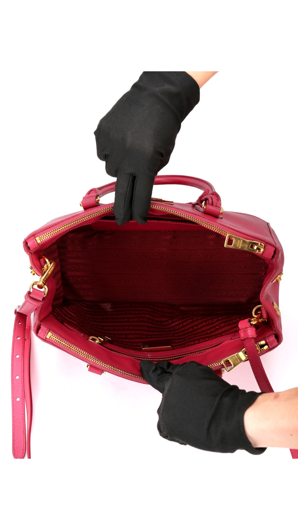 Prada Galleria Double Zip Saffiano Lux Tote - Rosa