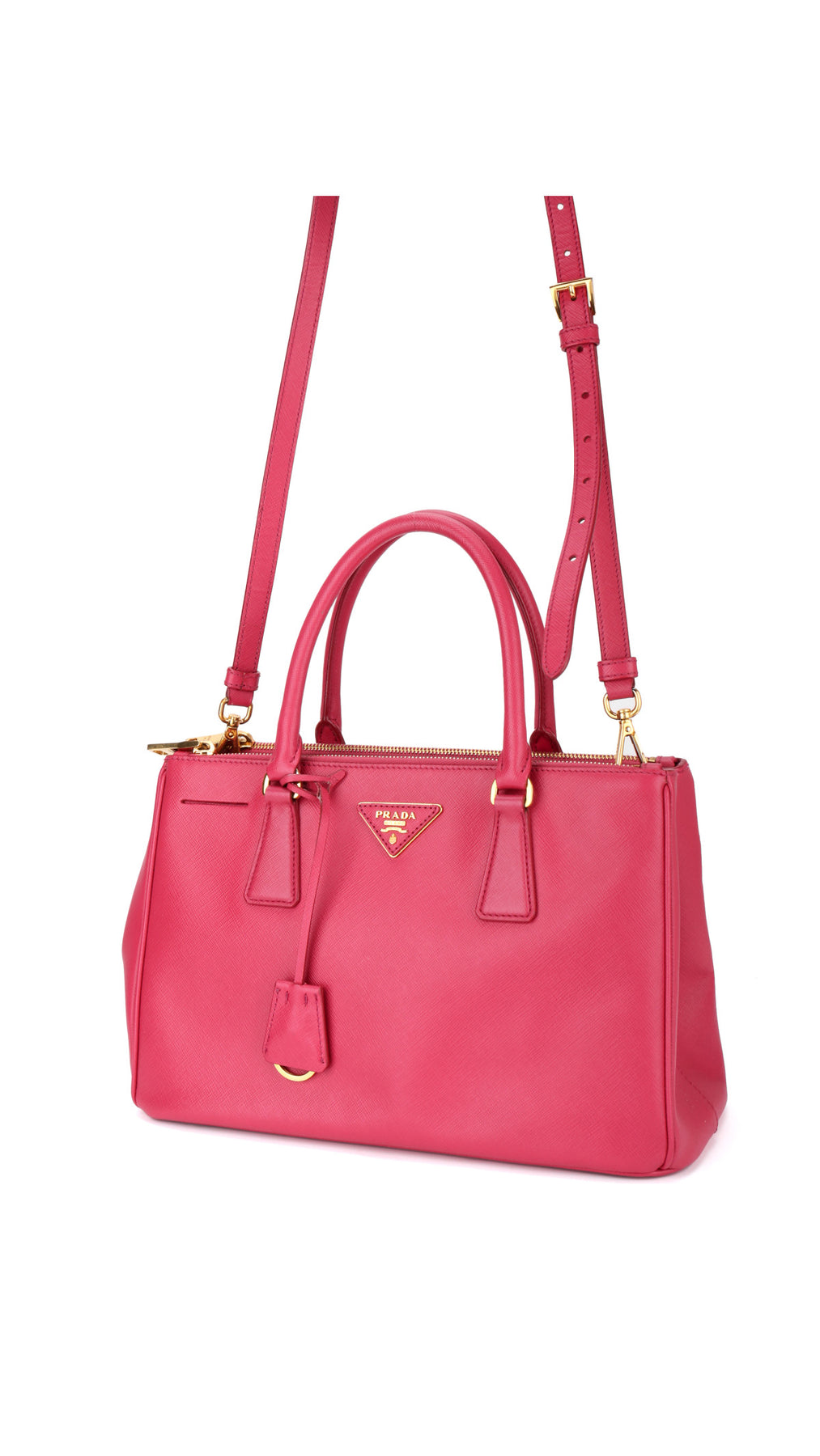Prada Galleria Double Zip Saffiano Lux Tote - Rosa