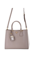 Prada Galleria Double Zip Tote Saffiano Bag - Grey/White
