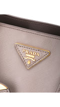 Prada Galleria Double Zip Tote Saffiano Bag - Grey/White