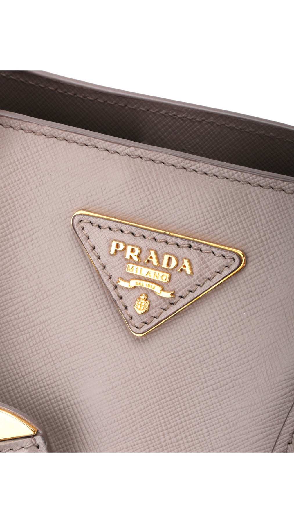 Prada Galleria Double Zip Tote Saffiano Bag - Grey/White