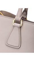 Prada Galleria Double Zip Tote Saffiano Bag - Grey/White