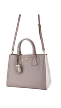Prada Galleria Double Zip Tote Saffiano Bag - Grey/White