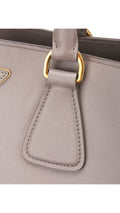 Prada Galleria Double Zip Tote Saffiano Bag - Grey/White
