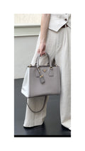 Prada Galleria Double Zip Tote Saffiano Bag - Grey/White