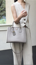 Prada Galleria Double Zip Tote Saffiano Bag - Grey/White