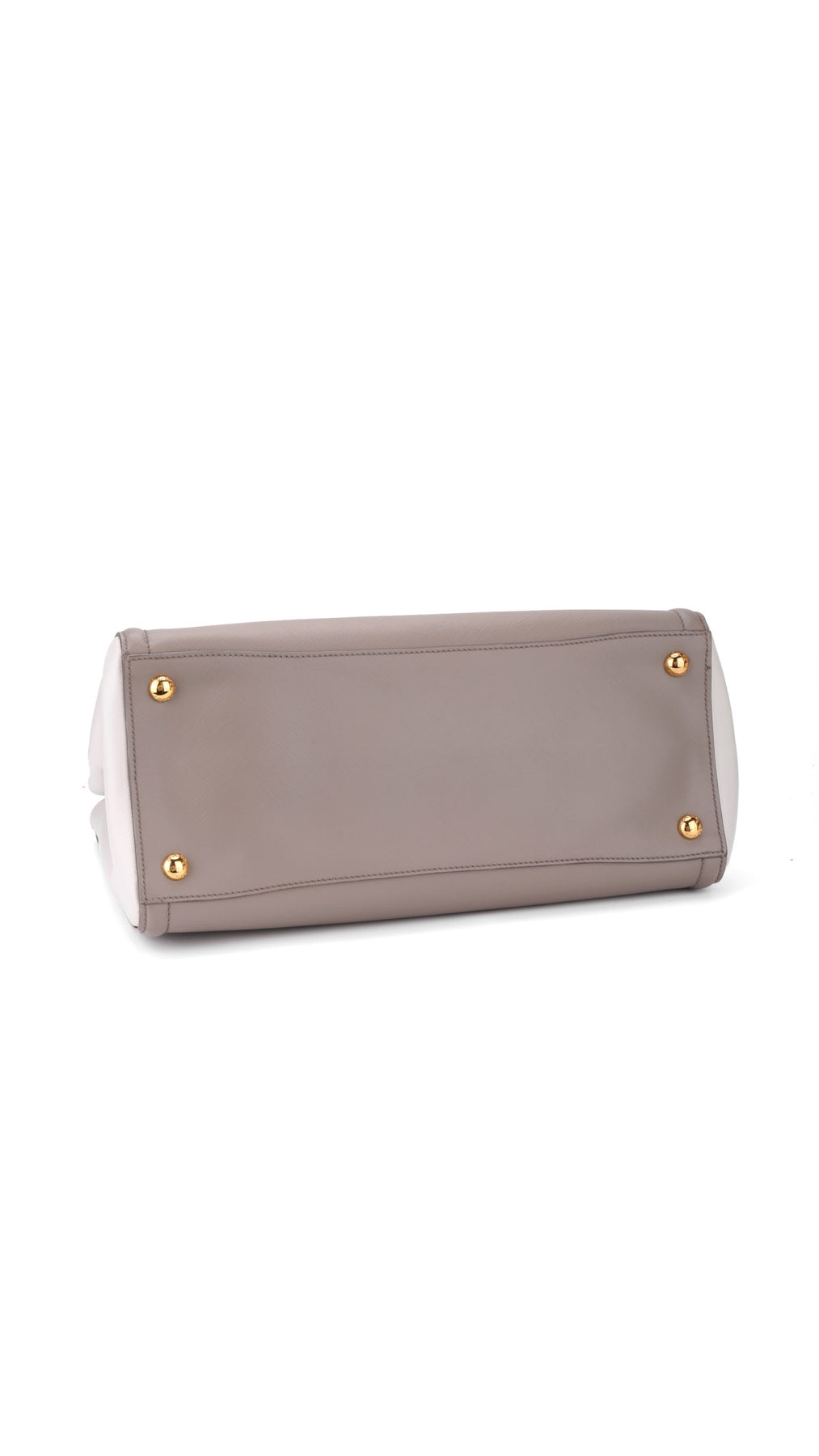 Prada Galleria Double Zip Tote Saffiano Bag - Grey/White